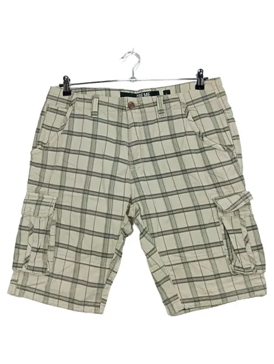 Sir Preme Herren Cargo Shorts Kariert Beige Gr. L W33 Baumwolle