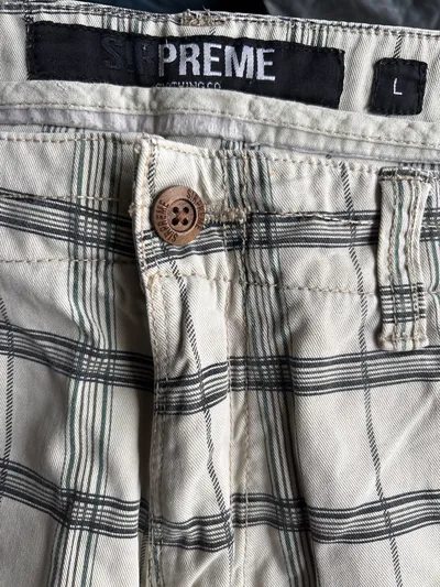 Sir Preme Herren Cargo Shorts Kariert Beige Gr. L W33 Baumwolle
