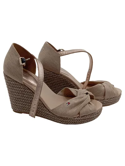 Tommy Hilfiger Damen Wedges Sandalen Gr. 40 Beige Feminin