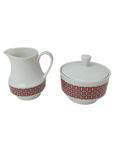 WINTERLING Milch und Zucker Set Retro Weiß Geometrisch Keramik