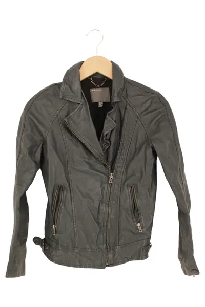 MUUBAA Damen Lederjacke Gr. 34/XS Grau Vintage Bikerjacke