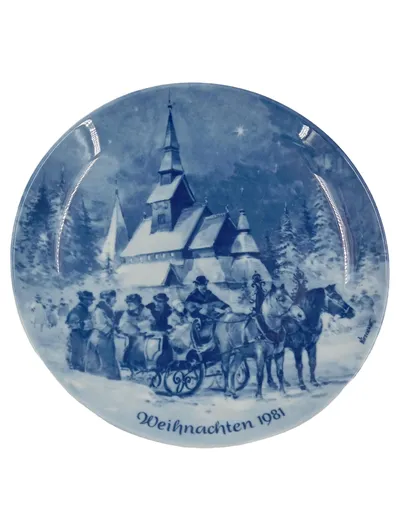 BERLIN DESIGN Sammelteller Weihnachtsabend Hahnenklee 1981 Blau Vintage 20cm