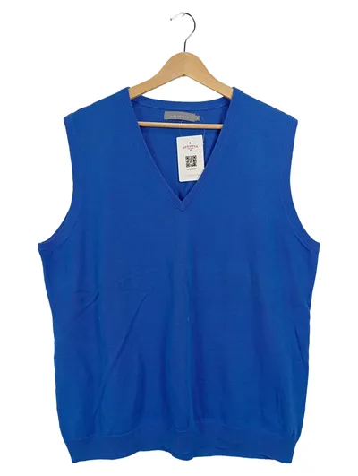 Valiente Pullunder Herren Strickweste V-Ausschnitt Gr. 46 S Blau Baumwolle
