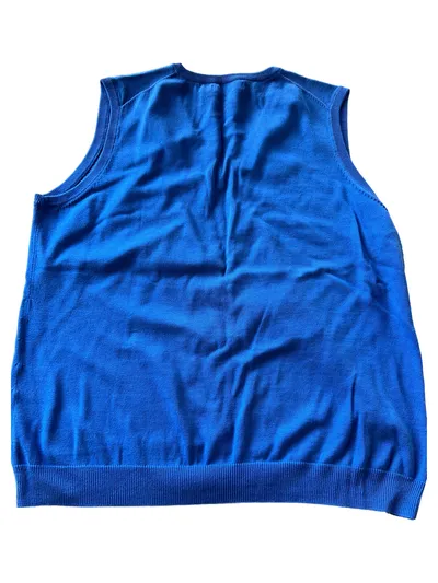 Valiente Pullunder Herren Strickweste V-Ausschnitt Gr. 46 S Blau Baumwolle