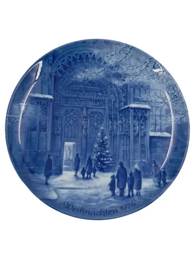 BERLIN DESIGN Sammelteller Weihnachtsabend Augsburg 1976 Blau 20cm Porzellan
