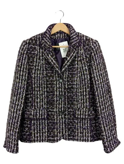 LEBEK Damen Blazer Jacke Tweed Gr. 38 Mehrfarbig Klassisch