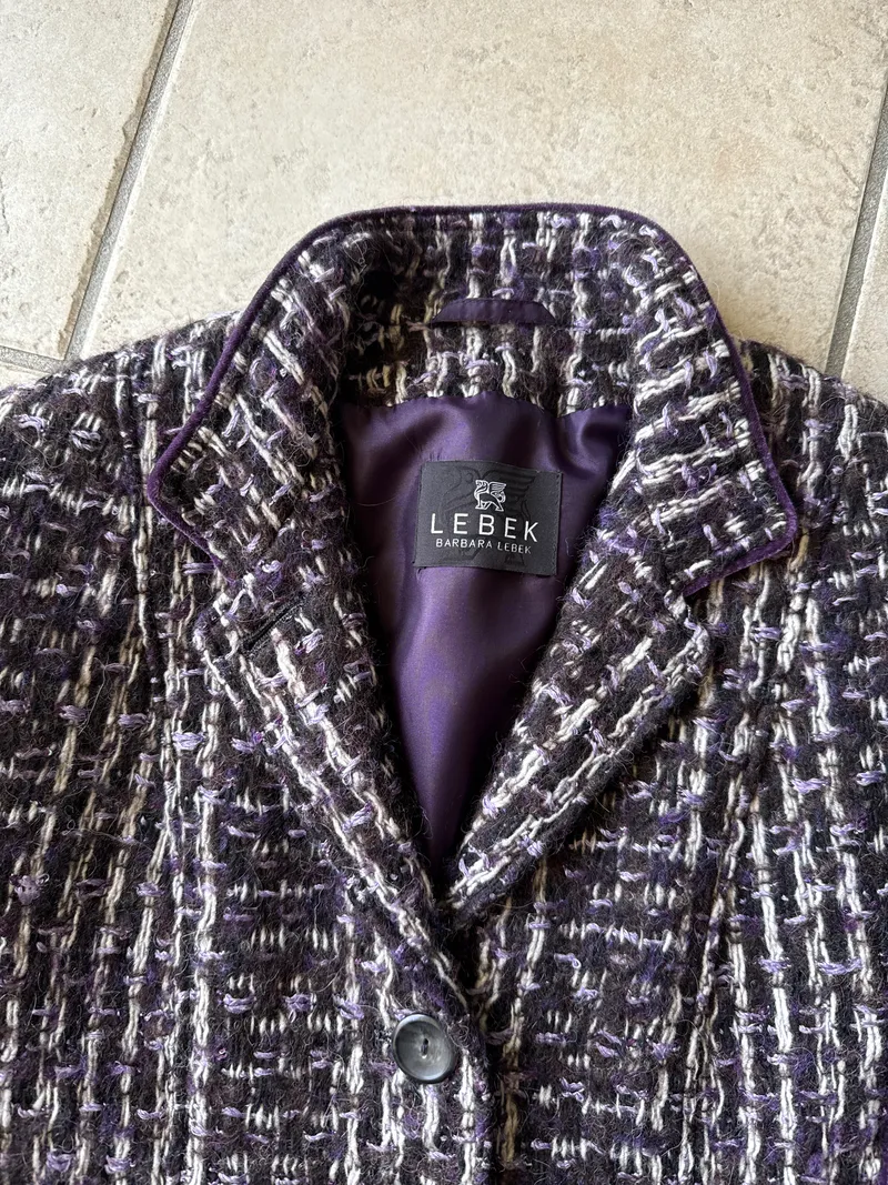 LEBEK Damen Blazer Jacke Tweed Gr. 38 Mehrfarbig Klassisch 5