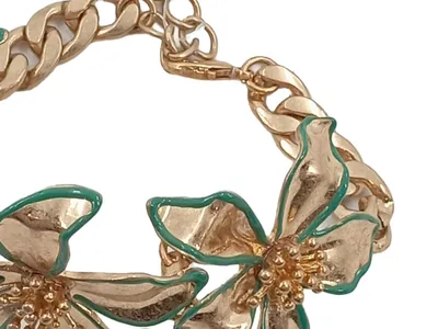 LOOKS by Wolfgang Joop Damen Armband Blumen Gold Emaille Neu mit Etikett