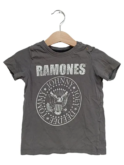 RAMONES Kinder T-Shirt Grau Gr. 86 Logo-Print Kurzarm Casual