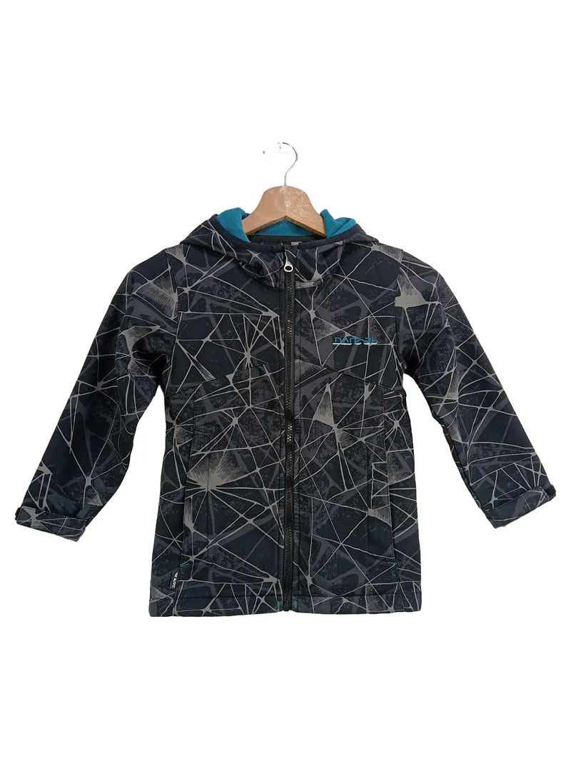 Dare2B Kinder Softshelljacke Gr. 116 Grau Outdoor Sport Kapuze Reißverschluss 1