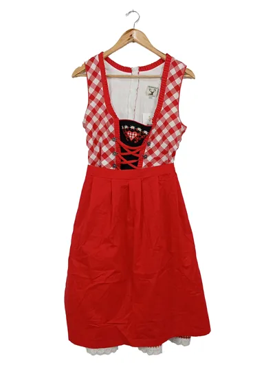 ALPENMäRCHEN Dirndl Trachtenkleid Damen Gr. 42/L Rot Kariert Vintage