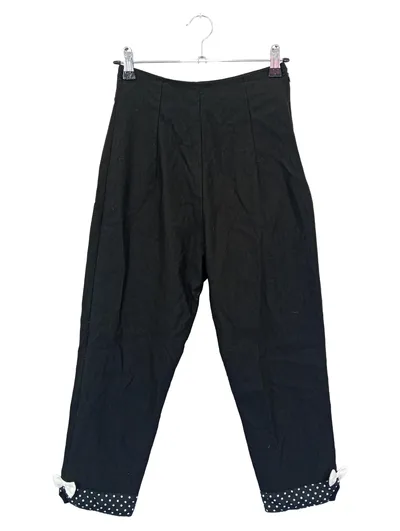 SUGARSHOCK Damen Stoffhose S Schwarz Vintage Casual Punkte Schleife
