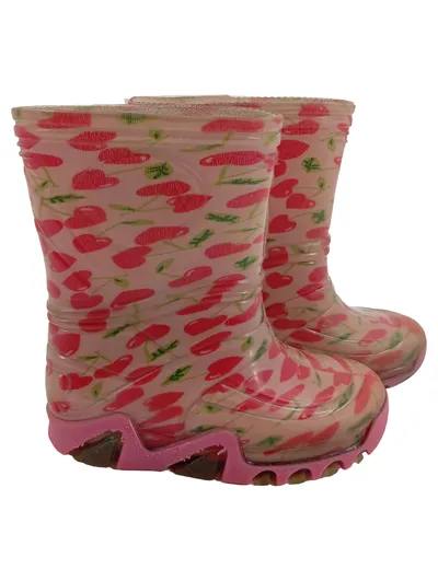 DEMAR Kinder Gummistiefel Gr. 25 Rosa Kirschenmuster Outdoor Praktisch