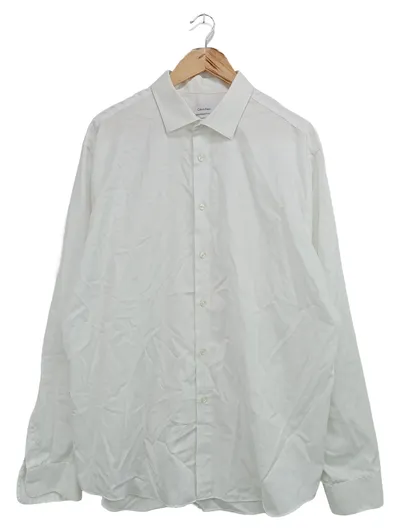 CALVIN KLEIN Business Hemd Herren Langarm Weiß Gr. 36;M Baumwolle Uni