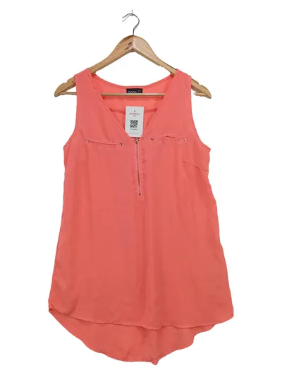 JANINE Damen Bluse Orange Gr. 38/M Casual Ärmellos Polyester
