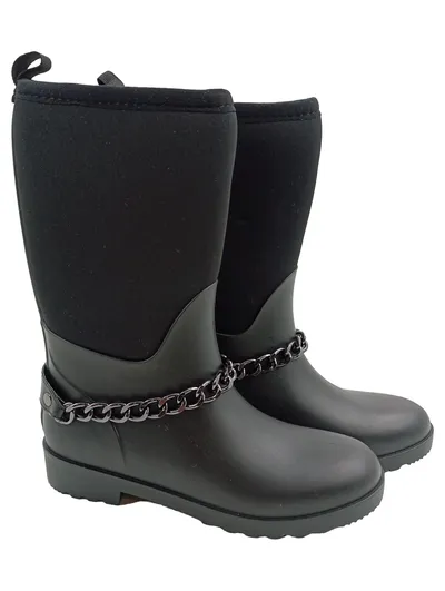 Sofie Schnoor Damen Gummistiefel Gr. 36 Schwarz Modisch mit Kette