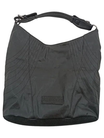 Damen Schultertasche Hobo Bag Schwarz Kunstleder Groß Casual Umhängetasche