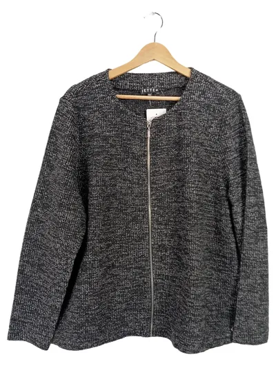 JETTE Damen Strickjacke Gr. 46 Grau Meliert Reißverschluss Wolle