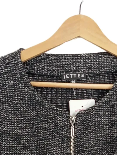 JETTE Damen Strickjacke Gr. 46 Grau Meliert Reißverschluss Wolle