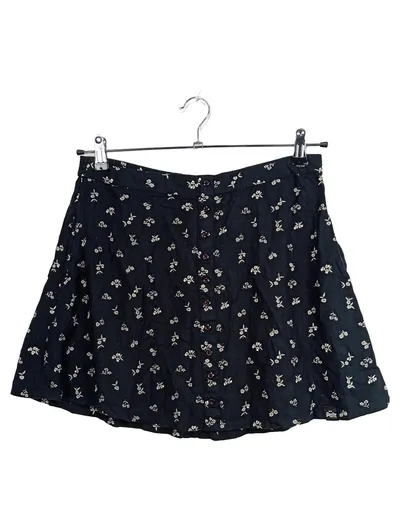 Superdry Damen Minirock Blumenmuster Schwarz Knopfleiste Gr. S