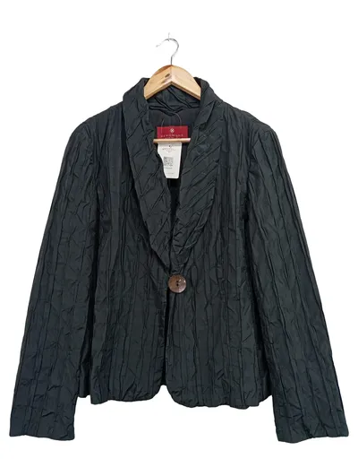DINOMODA Damen Blazer Schwarz Gr. 40/M Elegant Klassisch Strukturmuster