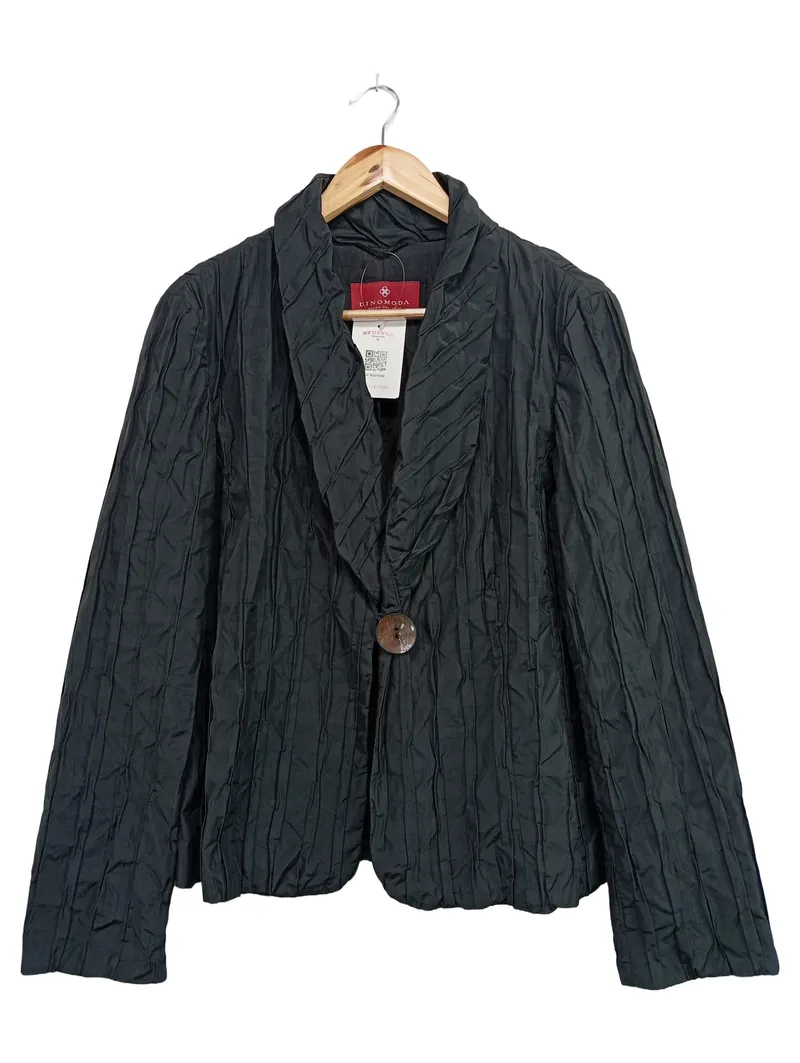 DINOMODA Damen Blazer Schwarz Gr. 40/M Elegant Klassisch Strukturmuster 1