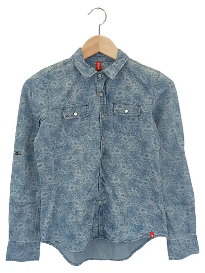 FIT-Z Bluse Kinder Gr. 152 Blau Floral Muster Casual Langarm Baumwolle