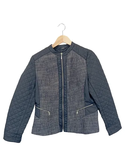 LEBEK Damen Steppjacke Gr. 38/M Blau Klassisch Elegant Reißverschluss
