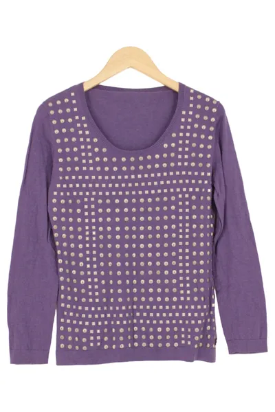 AIRFIELD Damen Pullover Gr. 38/M Lila Vintage Luxuriös Applikationen