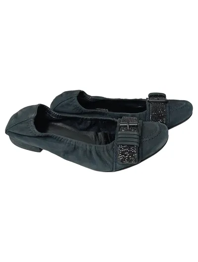 KENNEL & SCHMENGER Damen Ballerinas Gr. 36 Blau Wildleder Swarovski Schnalle
