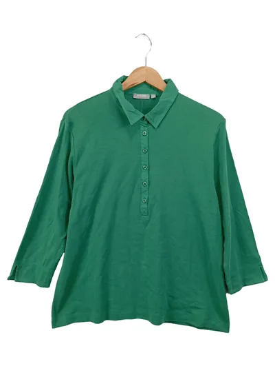RABE Damen Langarmshirt 3/4 Arm Baumwolle Grün Gr. 44 L Basic