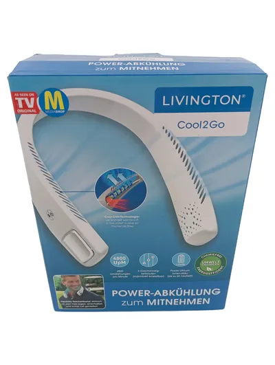 LIVINGTON Cool2Go Nackenventilator Weiß Tragbarer Mobiler Ventilator