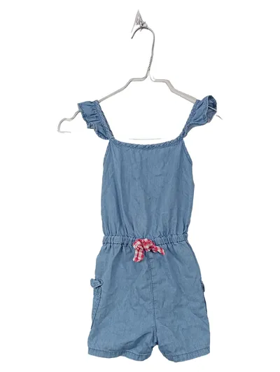 Benetton Kinder Jumpsuit Overall Kurz Baumwolle Rüschen Gr. 110 Blau
