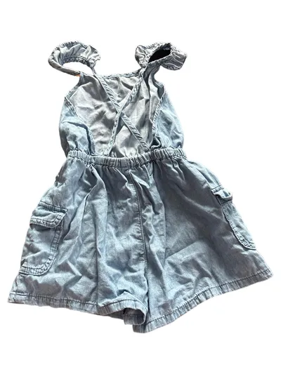 Benetton Kinder Jumpsuit Overall Kurz Baumwolle Rüschen Gr. 110 Blau
