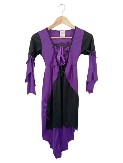 WIDMANN Kinder Verkleidungskostüm Hexe Gr. 140 Lila Schwarz Halloween Fasching