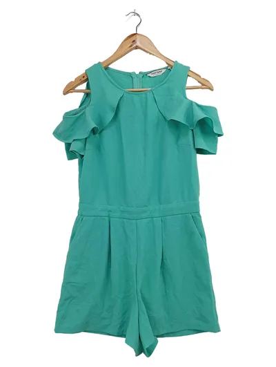 NAF NAF Damen Jumpsuit Gr. 38/M Grün Elegant Bohemian Rüschen Cut-Outs