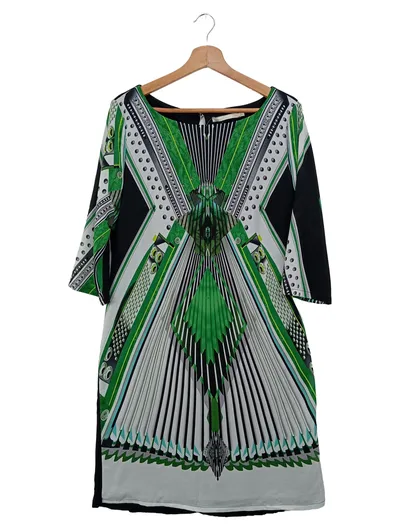 PASSPORT Damen Freizeitkleid Gr. 40/L Mehrfarbig Grafisch Elegant Modern