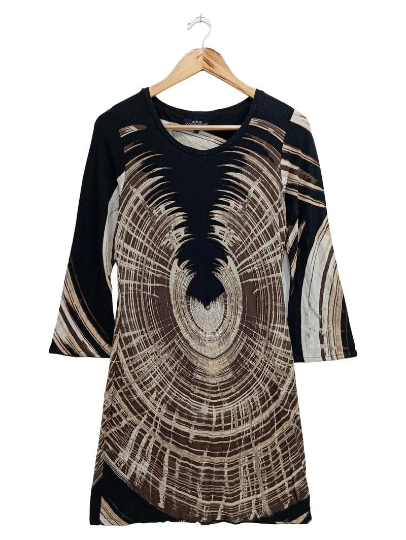 ANA ALCAZAR Freizeitkleid Damen Gr. 36/S Braun Grafisch Bohemian 1