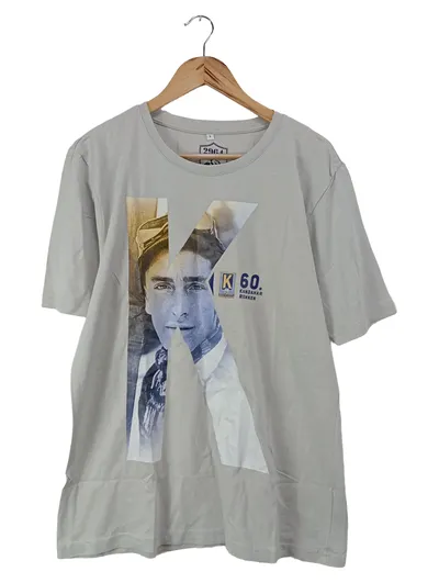 2964 GARMISCH Herren T-Shirt Grau Gr. 52/L Casual Sportlich Modern Print