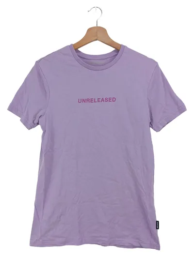 YOURTURN Damen T-Shirt Gr. 34/XS Lila Streetwear Schriftzug Kurzarm