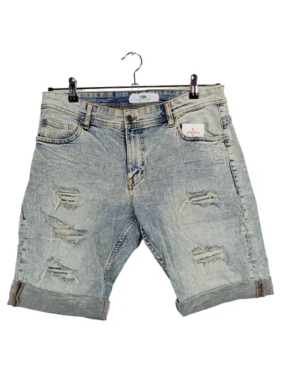 FSBN Herren Jeans Shorts Destroyed Look Hellblau Gr. M W32 Denim