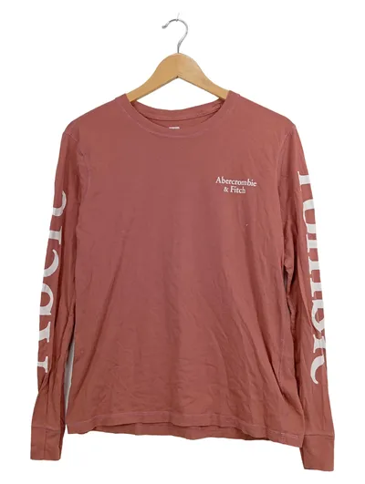 Abercrombie & Fitch Langarmshirt Herren XS Rosa Baumwolle Logo