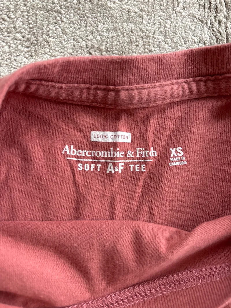 Abercrombie & Fitch Langarmshirt Herren XS Rosa Baumwolle Logo 4