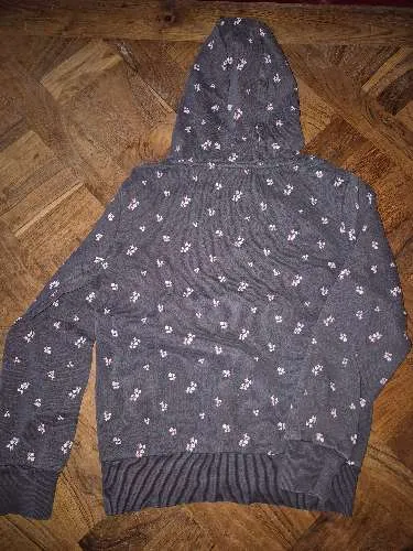 YIGGA Mädchen Hoodie Kapuzenpullover Blumenmuster Grau Gr. 146/152