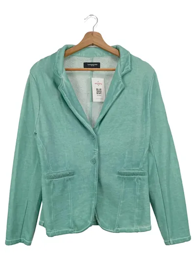 LAWRENCE GREY Damen Blazer Gr. 38/M Grün Casual Elegant Baumwolle Pailletten