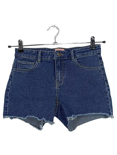 ONLY Damen Jeans Shorts Blau Gr. S W28 High Waist Fransen Denim