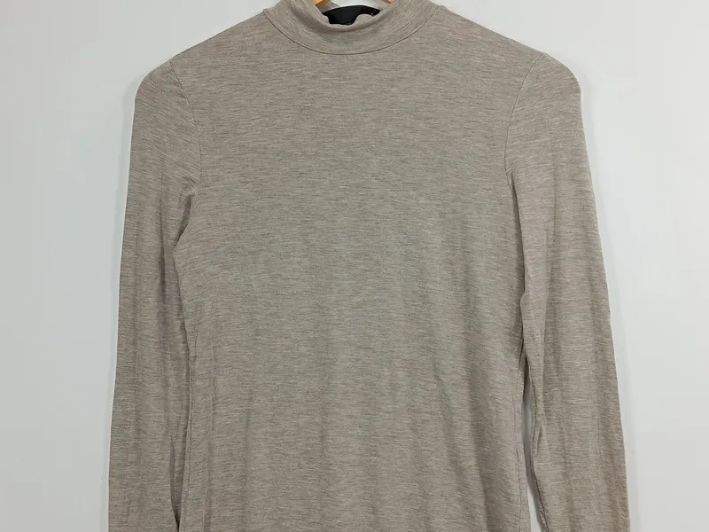 HALLHUBER Basic Damen Rollkragenpullover Langarm Beige Meliert Gr. S 2