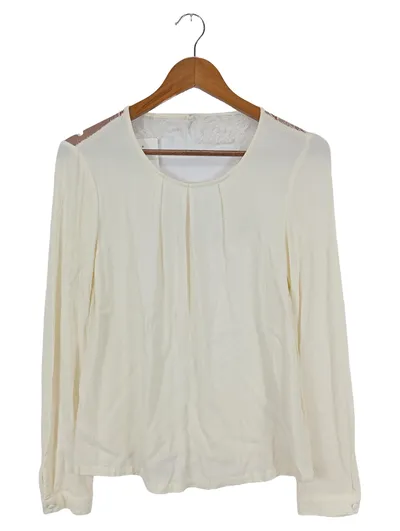 MINIMUM Damen Bluse Gr. 36;S Beige Elegant Spitze Langarm