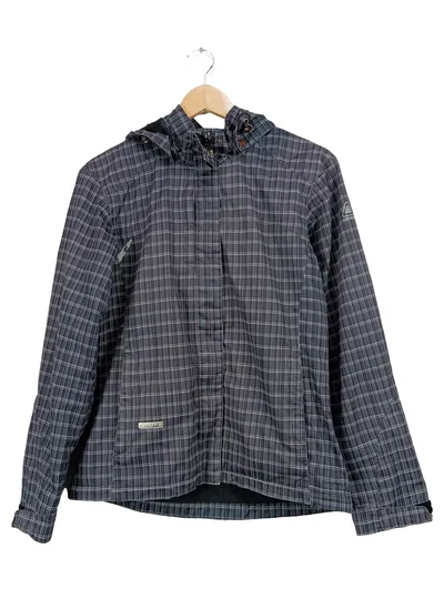 Icepeak Damen Outdoor Jacke Gr. 38 M Schwarz Kariert Kapuze Übergangsjacke