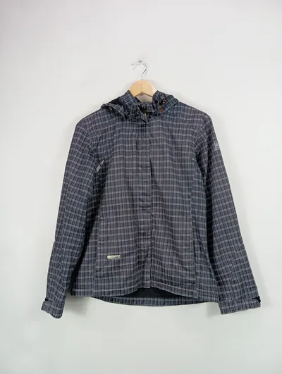 Icepeak Damen Outdoor Jacke Gr. 38 M Schwarz Kariert Kapuze Übergangsjacke